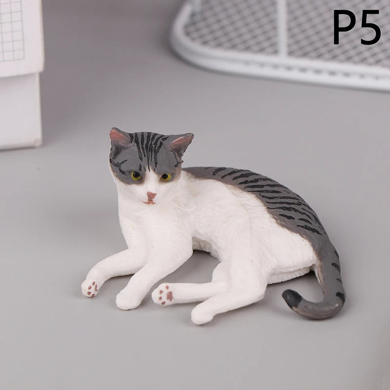 Solid Simulation Animal Model Lying Orange Cat Figurine Cute Desktop Decoration Mini Pet Cat Model Ornament