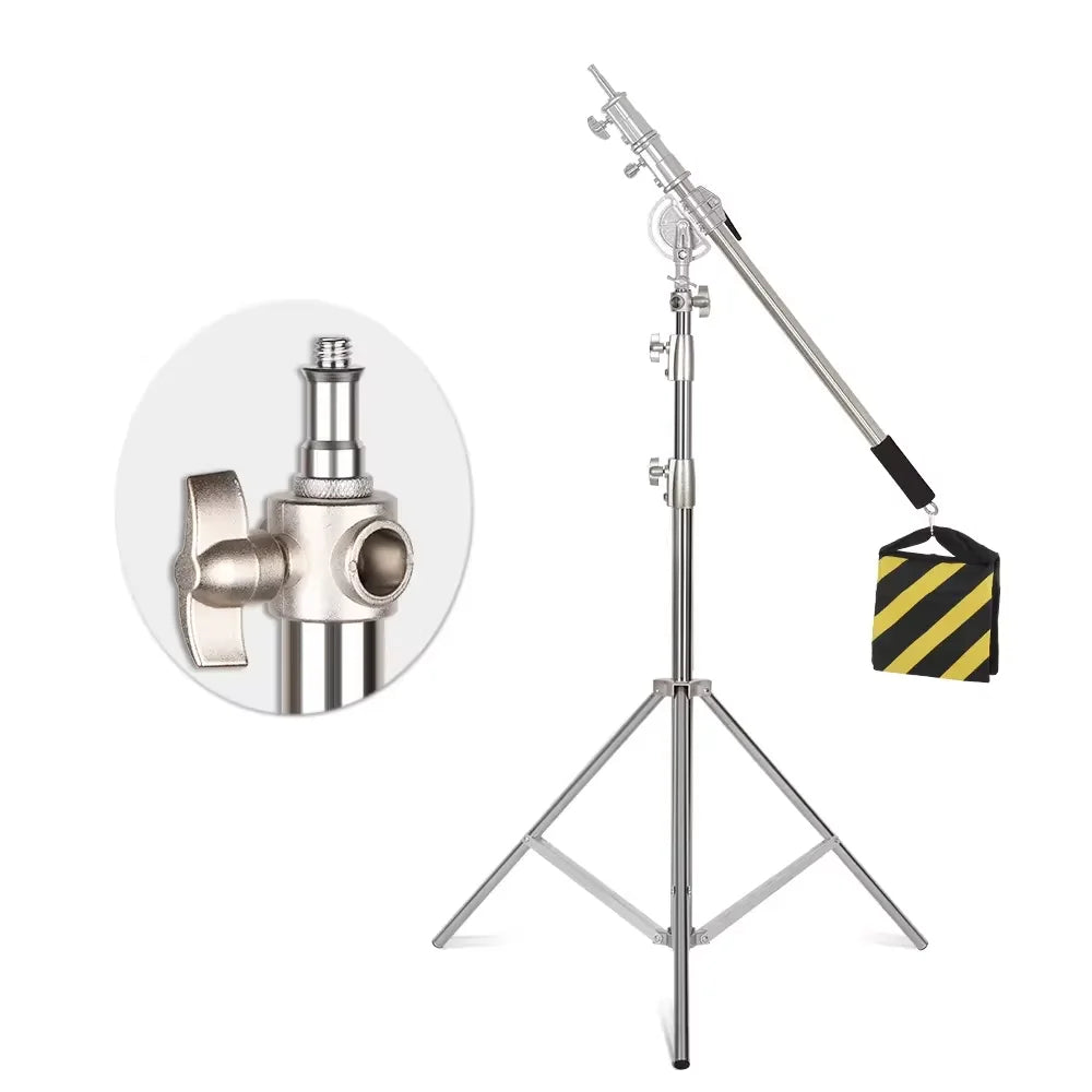 2.9M Tripod Super Stable Big Tripod Foldable Light Stand Lifting Frame Wheels Photography Softbox Photo Studio Stainless Steel