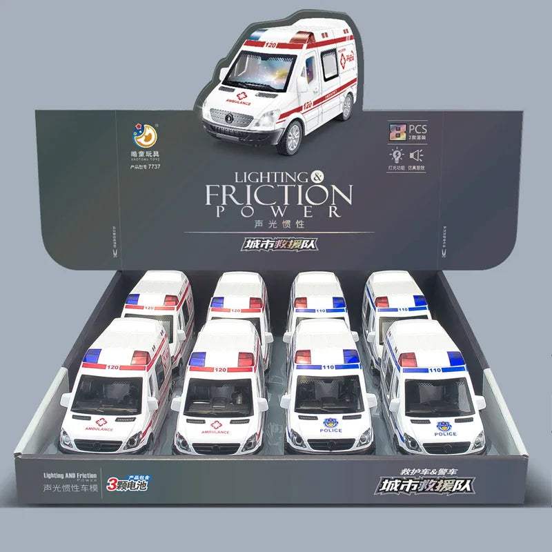 Children With Music And Lights Simulation Police Car Inertia Car Toy Model Boys Police Car 120 Ambulance Toy Children's Gifts