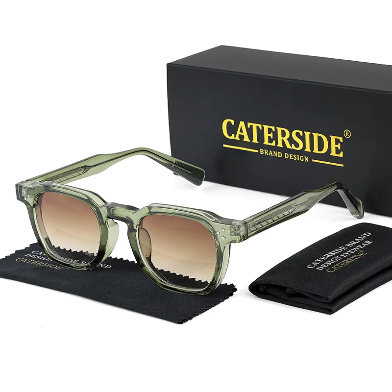 CATERSIDE Retro Punk Men Sunglasses Small Frame Square Personalized Design Sun Glasses Women Travel Party Business Festival Gift