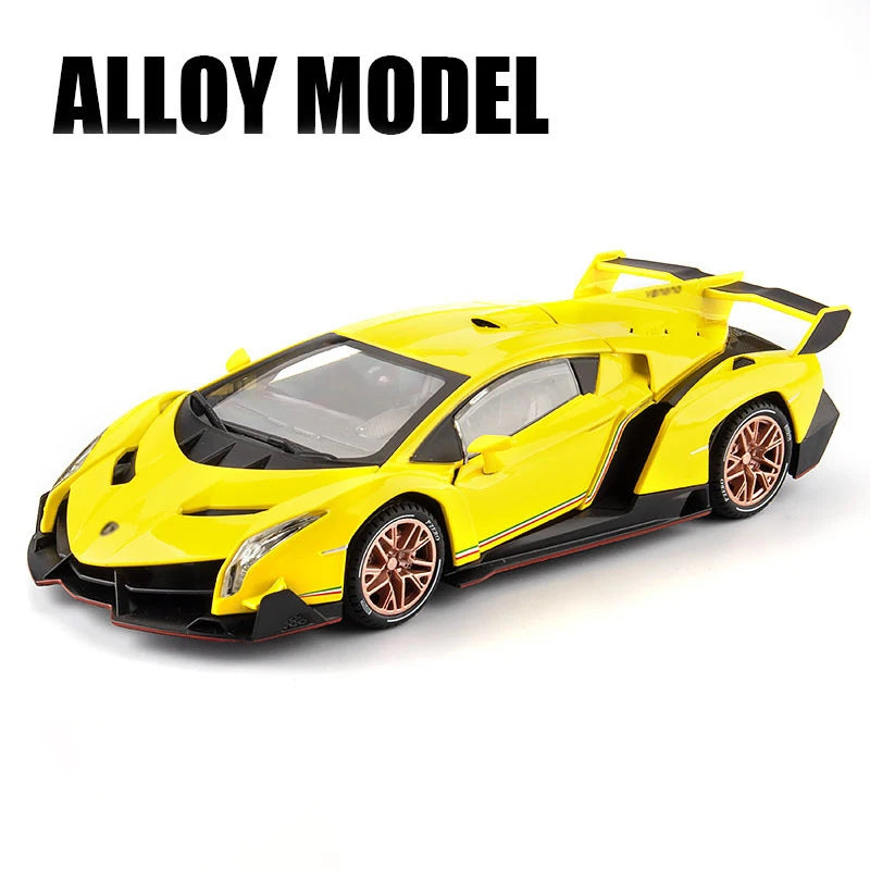 1:24 Lamborghinis Veneno Supercar Alloy Cast Toy Car Model Sound and Light Children's Toy Collectibles Birthday gift