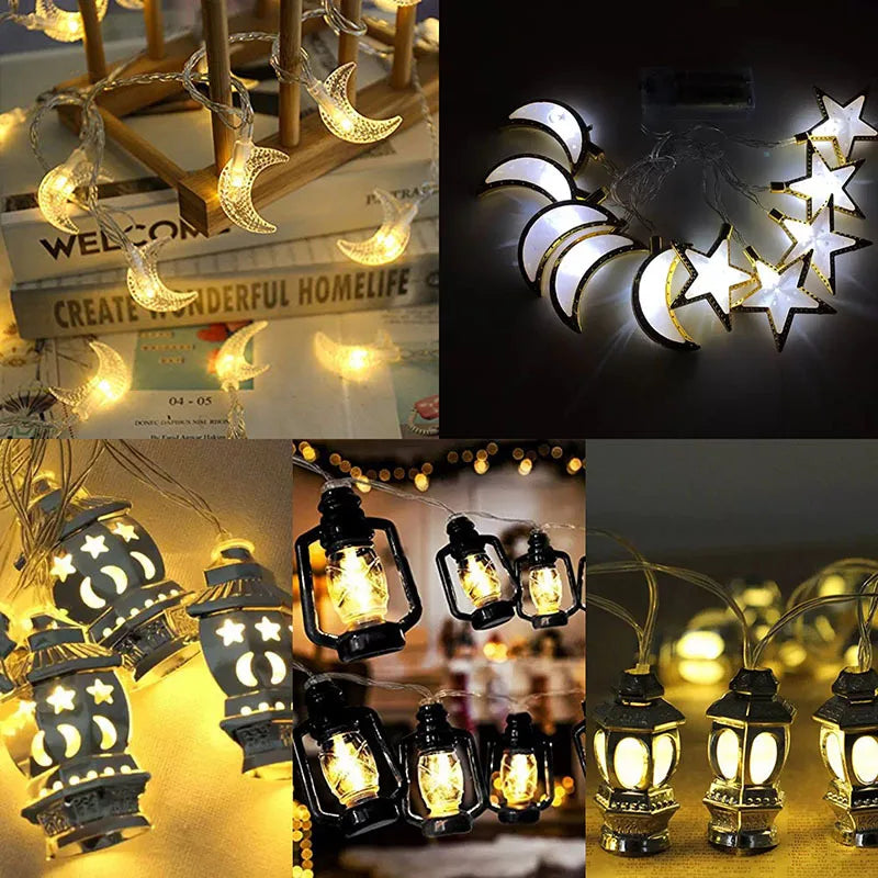 Ramadan Decoration Plastic Lantern Led String Lights Ramadan Kareem Decor Eid Mubarak Gift Al-Fitr Eid Festival Party Supplies