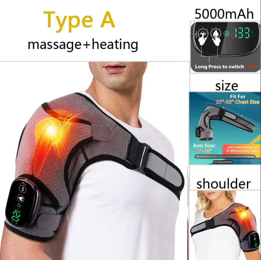 Electric Heating Heated Shoulder Brace Wrap Shoulder Massage Support Belt Strap with Adjustable of Heating