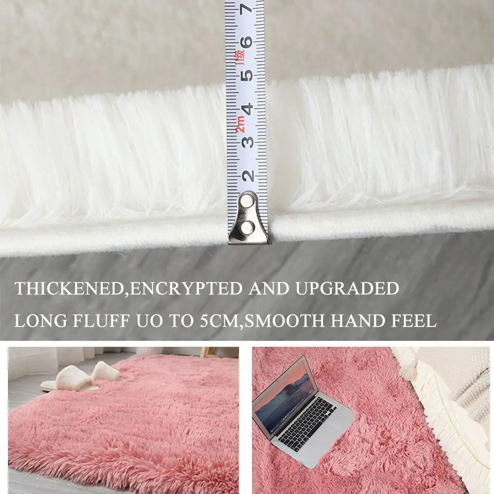 New Non Slip Imitation Wool Bedside Rugs Non Slip Floor Protection Sofa Cushion Washable Long Hair Carpet Home Decor