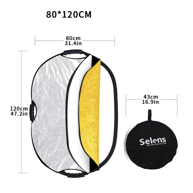 Selens Portable 5 in 1 Reflector 60x90cm Oval Round Reflector Photography Accessories Diffuser Photo Studio Kits fotografia 반사판