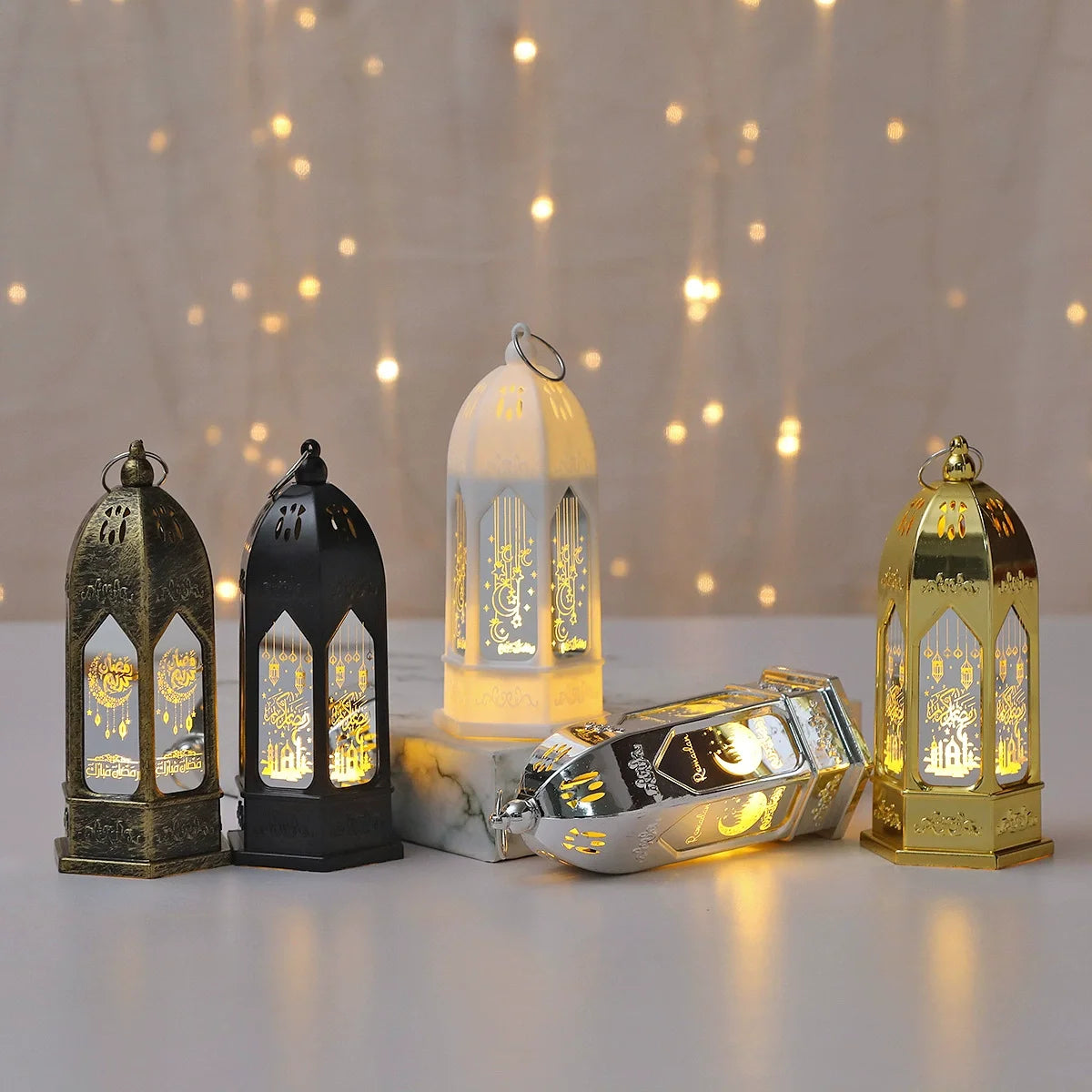 Starry Moon Candle Wind Lamp Ramadan Decoration for Home Led Lantern Ornament Eid Mubarak Party Islamic Muslim Decors Supplies