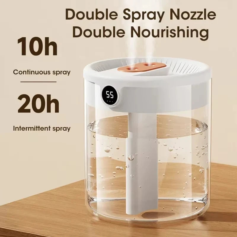 Xiaomi 2L Dual Spray Humidifier Digital Night Light USB Plug Big Capacity Nano Fine Mist Household Car Air Humidification Device