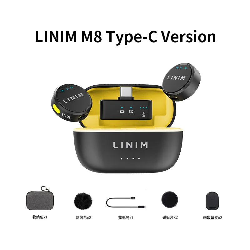 LINIM M8 Wireless Lavalier Microphone for iPhone Camera Type-C Noise Cancellation 23H Battery for Vlog Interview Live Streaming