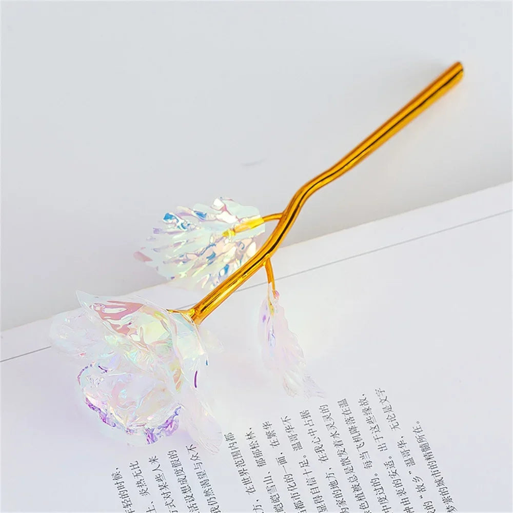 1pc Golden Foil Rose Galaxy Rose Artificial Rose Flower Gift for Mothers Day Valentine Day Birthday Gift Simulation Flower