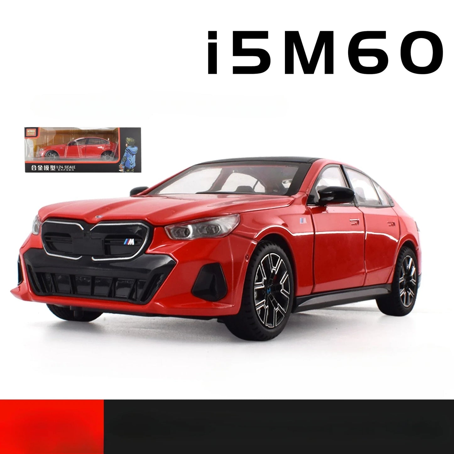 1:24 BMW I5 M60 Alloy Diecast Model Car Die Casting Children's Toy Car Birthday Gift For Boy Present Hobby Collect