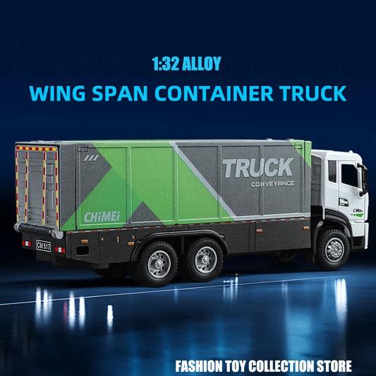 1:32 Alloy Wingspan container truck Urban container truck Model Diecasts Toy With Sound and Light Vehicles Decoration Toys