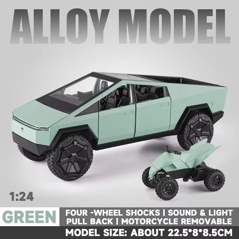 Alloy Model Car 1:24 Diecast Miniature Metal Pickup Vehicle Chidlren Birthday Collected Gift Van Truck Tesla Cybertruck Boys Toy