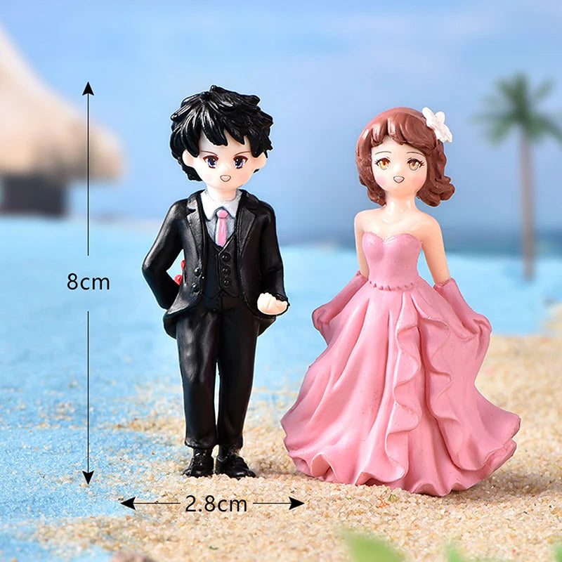 Mini Cute Figurines Couple lover Miniature Wedding Gift Miniature Landscape Ornaments Fairy Garden Bonsai DollHouse Decorations