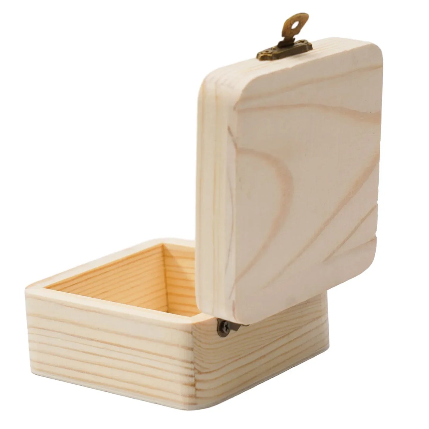 Plain Natural Wooden Packing Box With Lid Desktop Wood Clamshell Jewelry Storage Box Multifunction Hinged Boxes Home Decoration