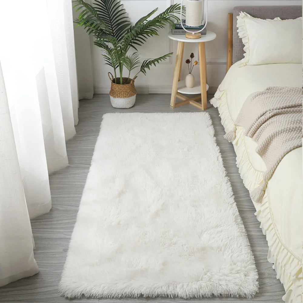 New Non Slip Imitation Wool Bedside Rugs Non Slip Floor Protection Sofa Cushion Washable Long Hair Carpet Home Decor