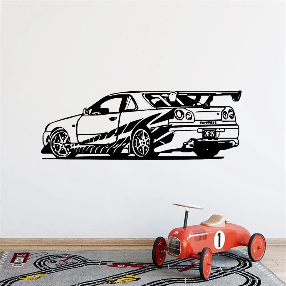 The Fast and The Furious Sport Car Racing Wall Stickers Vinyl Decals for Kids Bedroom Home Decor Murals Removable Poster DW14480