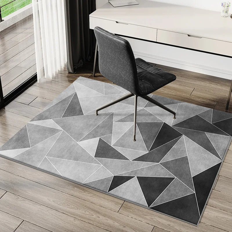 VIKAMA Geometric Carpet Study Office Computer Desk E-Sports Chair Non-Slip Mat Bedroom Rectangular Crystal Velvet Foot Mat