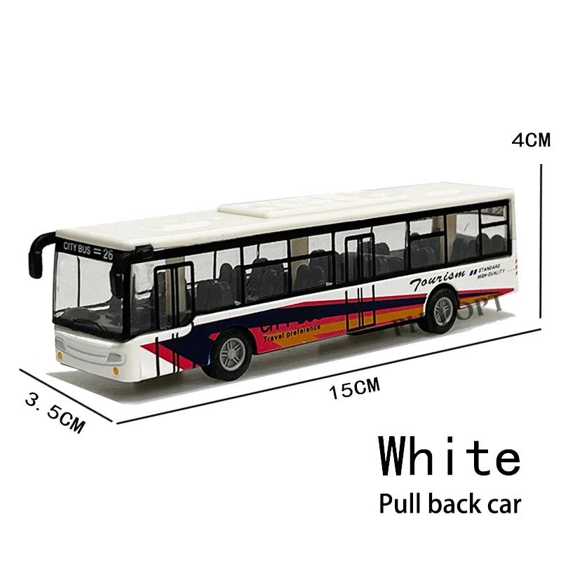 High Simulation Toy Car Model Diecast Plastic Pull-Back Bus Inertia Car City Tour Bus ABS Car Model Toys Gifts For Children Kids