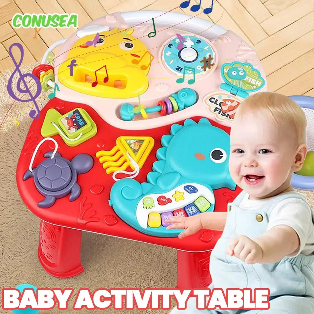 2 in 1 baby toys Multi-Functional Baby table toys 6 12 months Seahorse Music Electronic Piano Game Tables Music educational toys