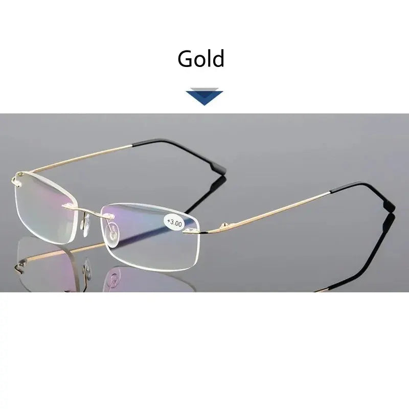 Ultralight TR90 Memory Titanium Rimless Reading Glasses Men&Women Presbyopic Eyeglasses +1.0 +1.5 +2.0 To+3.5 +4.0