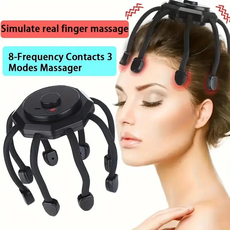 Portable Scalp Massager Electric Head Massager With Claw Instrument 3 Modes Octopus Head Scratcher For Deep Relaxation