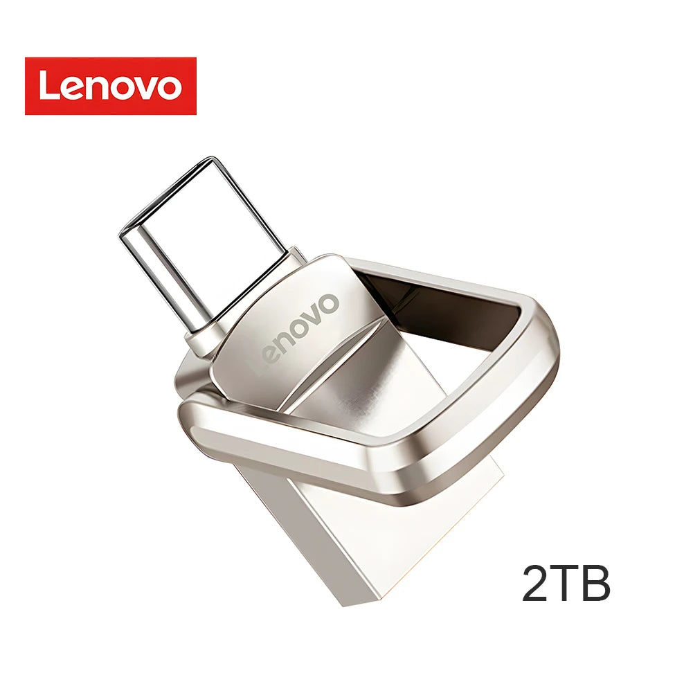 Original Lenovo 2TB Pendrive USB 3.1 Flash Drive Metal U Disk 2 IN 1 OTG 1024GB 128GB 512gb 1TB Pen Drives For Phone Computer