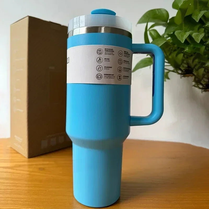 2024 New  Handle Straw Lid Stainless Steel 30oz/40oz Vacuum Insulated Car Mug Double Wall Thermal Iced Travel Cup