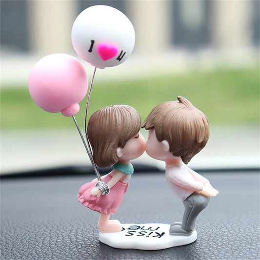 Car Decoration Cute Cartoon Couples Figure Figurines Balloon Home Ornament Auto Interior Dashboard Accessory For Girls Gifts