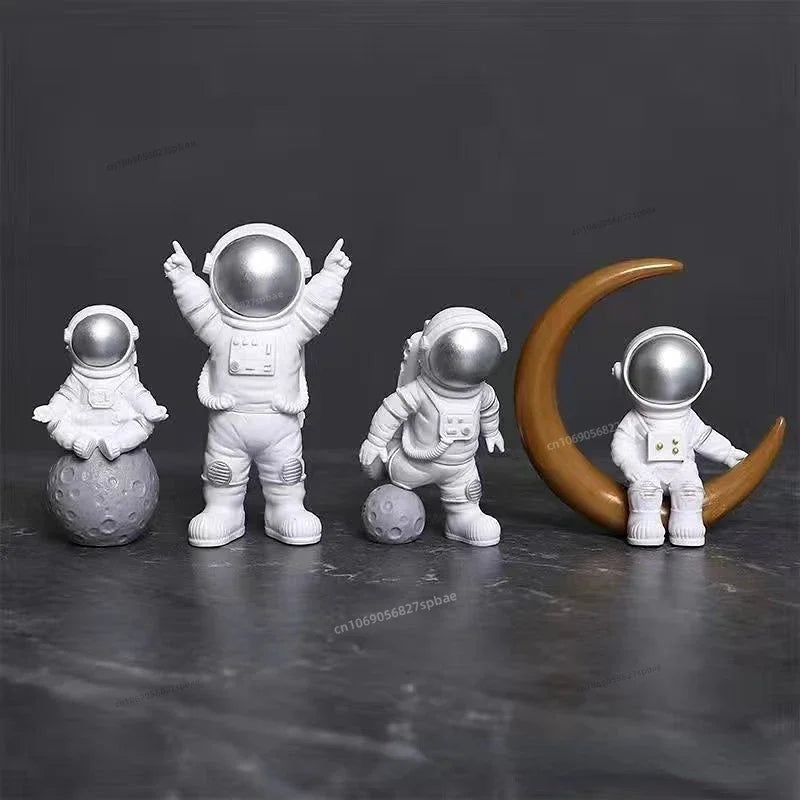 4 pcs Astronaut Figure Statue Figurine Spaceman Sculpture Educational Toy Desktop Home Decoration Astronaut Model For Kids Gift