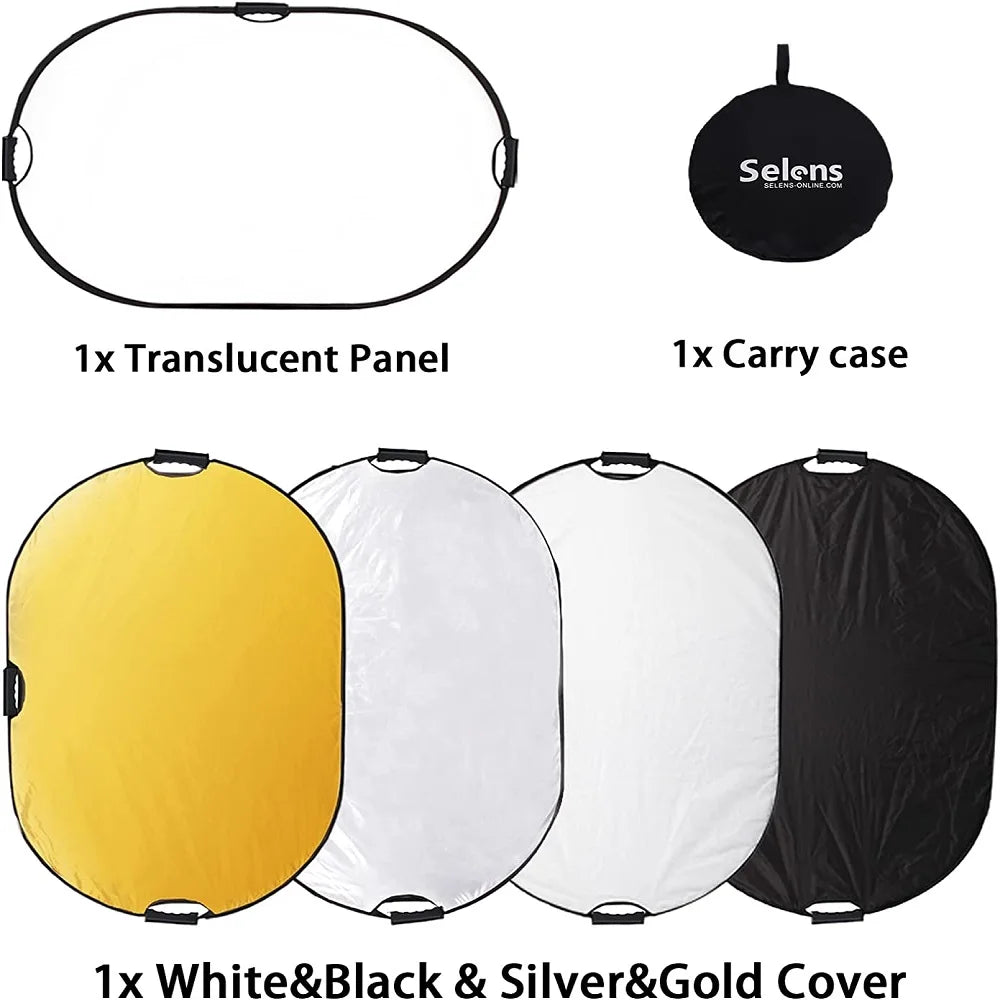 Selens Portable 5 in 1 Reflector 60x90cm Oval Round Reflector Photography Accessories Diffuser Photo Studio Kits fotografia 반사판