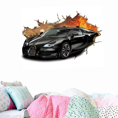 3D Urban High end Sports Car Cool Motorcycle Car Wall Sticker Boys' Room Car Art Poster Wallpaper Boys' Dream Gift Decoration