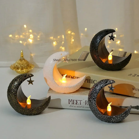 2025 Ramadan Decoration Star Moon LED Candlestick Lamp for Ramadan Kareem Islamic Muslim Home Decor Lamp Eid Mubarak Party Gifts