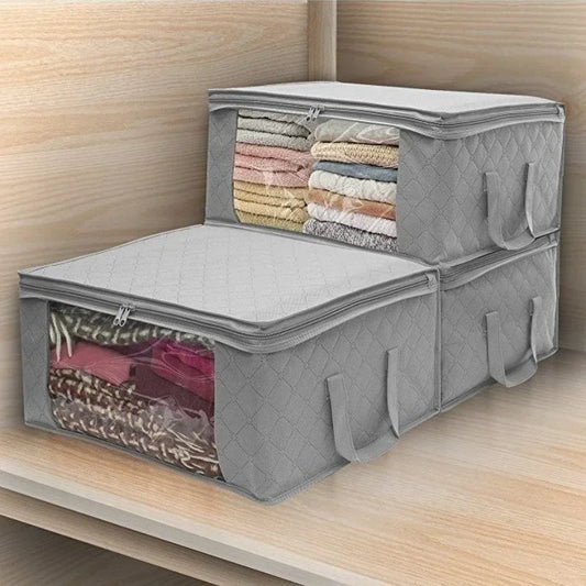 Narrow Foldable Clothes Storage Box with Lid Large Capacity Quilt Blanket Closet Storage Organizer Fabric Wardrobe Organizer Box