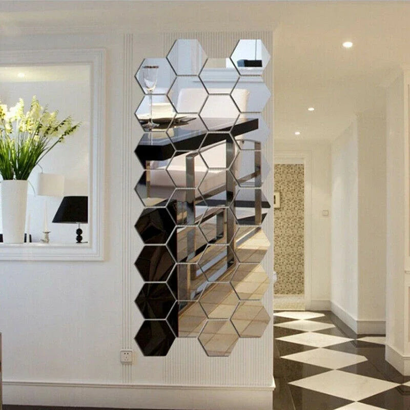 12 pieces Hexagonal 3D Mirror Wall Decal Perfect Acrylic Wall Decal Decal Home Decoration Mirror Art Decoration home decoration