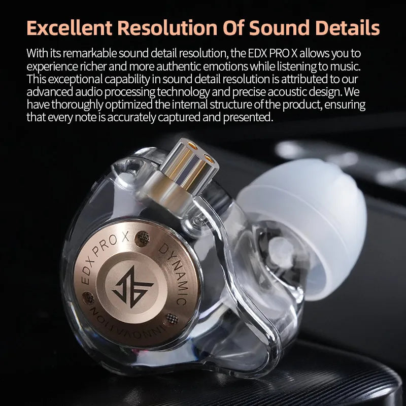 KZ EDX Pro X Dynamic Drive Earphone HIFI Bass Music Earbud Sport Noise Cancelling In Ear Headset with 2Pin Detachable Cable