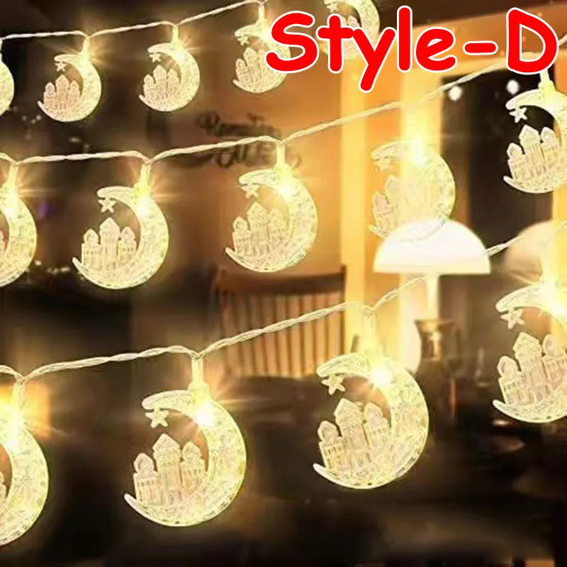 Ramadan Decoration Plastic Lantern Led String Lights Ramadan Kareem Decor Eid Mubarak Gift Al-Fitr Eid Festival Party Supplies