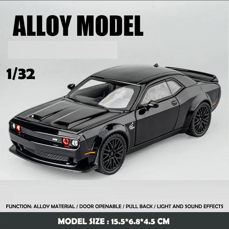 Simualtion 1:24 Dodge Challenger Hellcat Redeye Alloy Car Model Sound and Light Children Toy Birthday gift Miniature Voiture