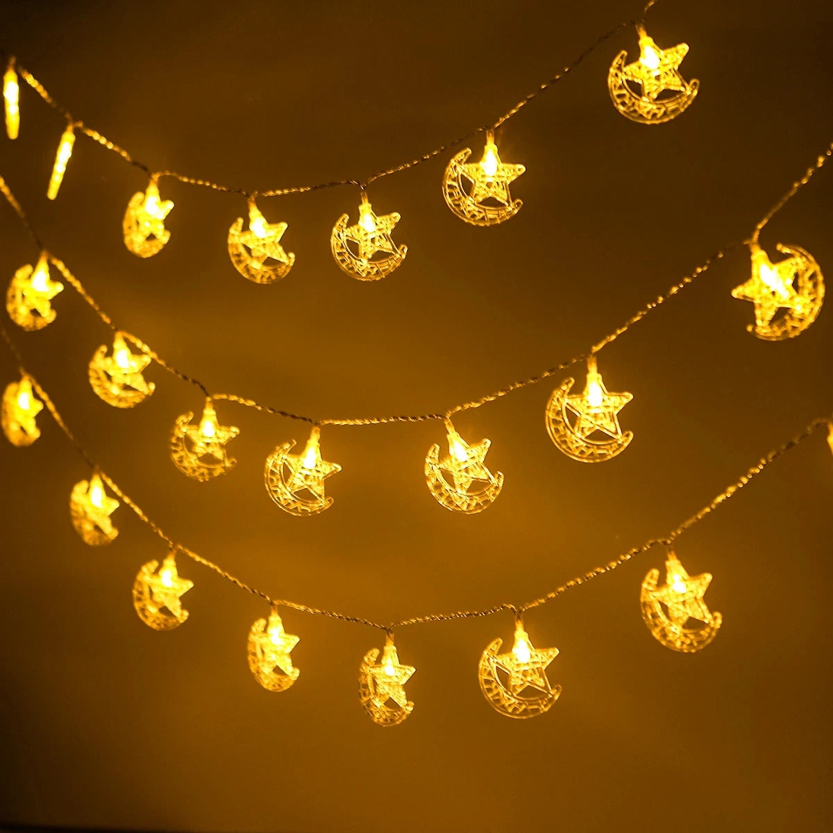 Eid Mubarak Moon Star Led String Lights Ramadan Decoraion for Home 2025 Ramadan Kareem Muslim Islam Al Adha Party Supplies