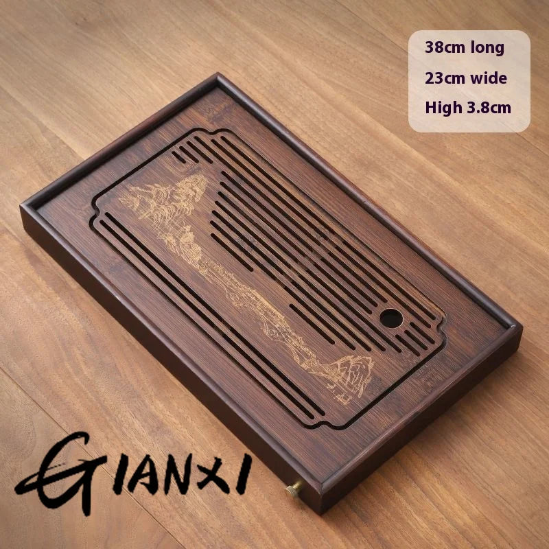 GIANXI Jiangshan Tea Tray Household Small Drain Tea Table Bamboo Tea Tray Kung Fu Tea Set Accessories Tea Sea Dry Brewing Table