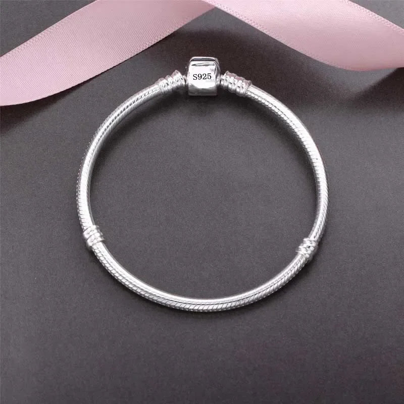 TOP SALE Authentic 100% 925 Sterling Silver 3MM Snake Chain Bangle & Bracelet for Women Luxury Bangle Jewelry 16-23CM