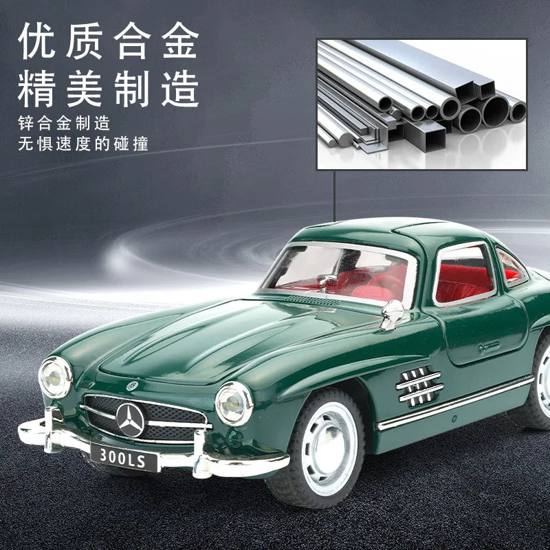 1:32 Mercedes-Benz 300SL Alloy Car Model Sound and Light Pull Back Children's Toy Collectibles Birthday gift