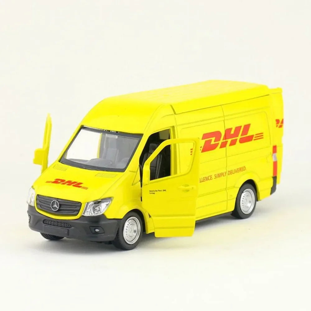 1:36 DHL Express Delivery Truck Model Toy Sprinter MPV Business Vehicle Alloy Diecast Static Simulation Model for Boy Gifts