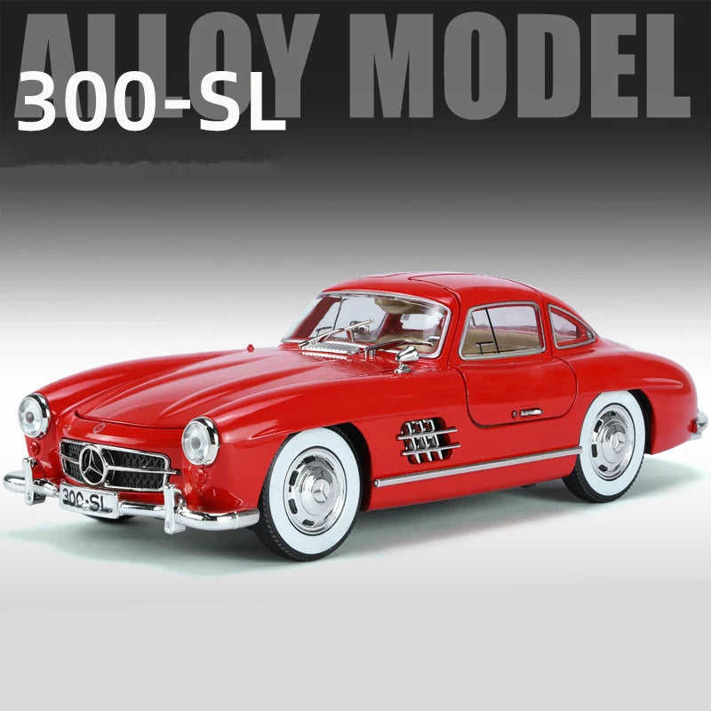 1:24 Benzs 300SL Alloy Car Model Diecasts Metal Toy Classic Vehicles Car Model Simulation Sound Light Collection Childrens Gifts