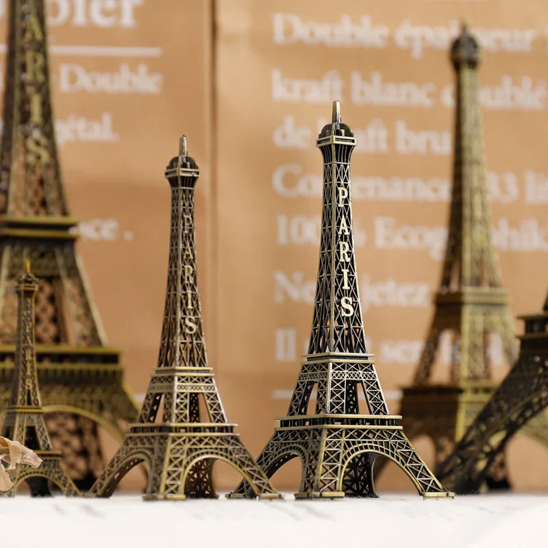 Bronze Paris Eiffel Tower Metal Crafts Home Decor Figurine Statue Model Miniatures Souvenir Home Interior Design Accessories