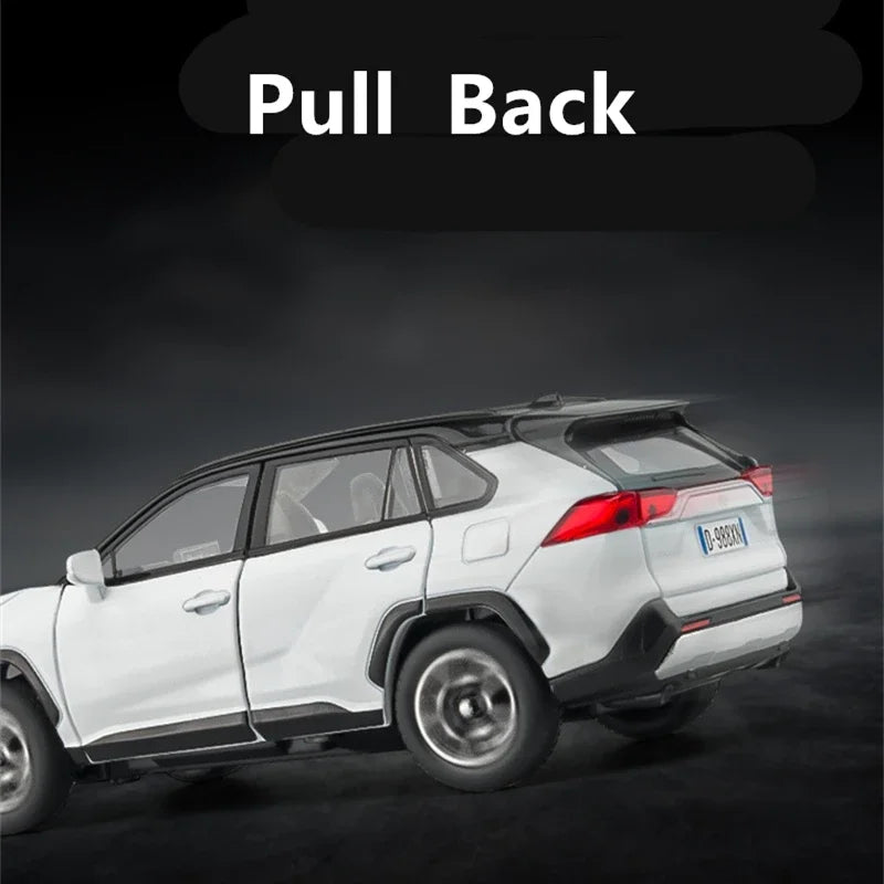 1:32 Toyota RAV4 SUV Alloy Car Model Diecast Metal Vehicles Car Model High Simulation Sound Light Collection Childrens Toy Gift