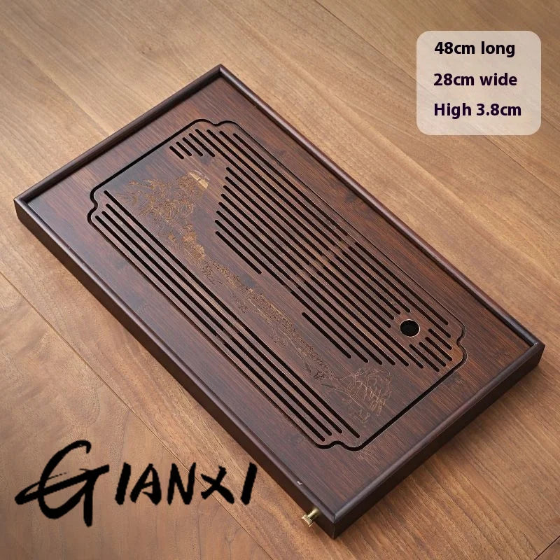 GIANXI Jiangshan Tea Tray Household Small Drain Tea Table Bamboo Tea Tray Kung Fu Tea Set Accessories Tea Sea Dry Brewing Table