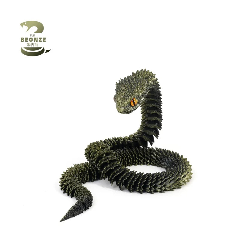 3D Printed Snake Rotatable Articulated Snake Joint Mobility Animal Simulation Model Office Desktop Ornament Home Decor Kids Gift