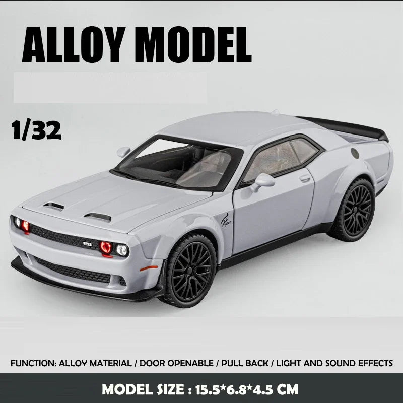 Simualtion 1:24 Dodge Challenger Hellcat Redeye Alloy Car Model Sound and Light Children Toy Birthday gift Miniature Voiture