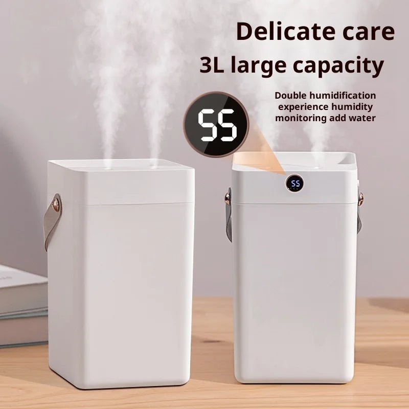 Home dual spout mist humidifier large capacity digital display with dual spout mute Fogger portable  Office USB Air Humidifier