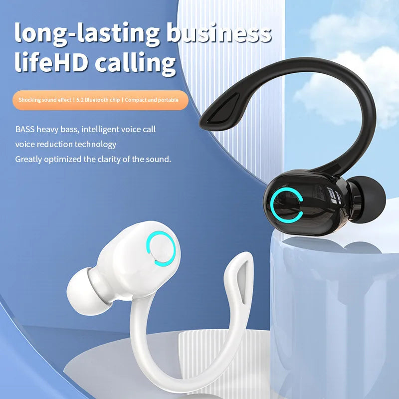 Bluetooth 5.1 Headset Business Wireless Earbuds Earphone Stereo Sport Game Headphone Ear Hook Mini HIFI Bass Noise Cancelling F8